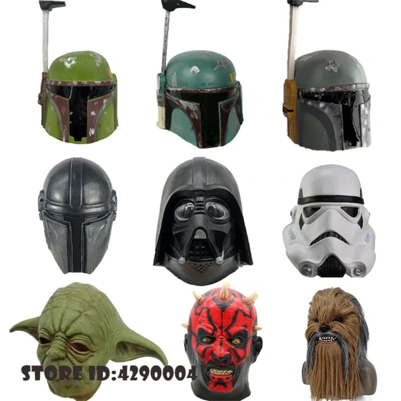 Movie Darth Maul Yoda Boba Fett Full Face Mask Cosplay Costume Prop Halloween Party Latex Mask Masquerade Headgear Headwear