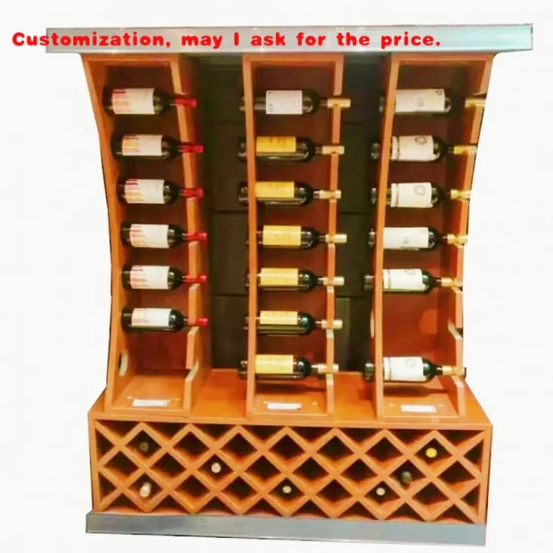 personalizzato. Cantina personalizzata Bottiglia di vetro di vino rosso Vetrina in legno Scaffale Stand Supermercato Bevanda di birra Conservazione di bevande alcoliche