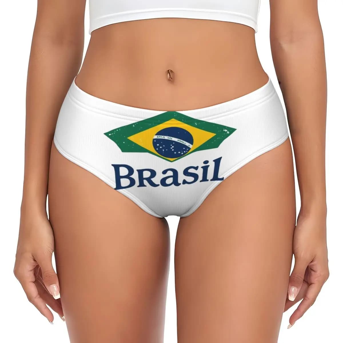 Slip con bandiera brasiliana personalizzata, slip da donna traspiranti ed elasticizzati