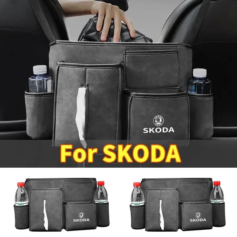 Seggiolino auto Schienale Organizer Borsa portaoggetti per carico Interni Stivaggio per Skoda Fabia 2 Octavia 3 Rapid Superb Accessori Bagagli a LED