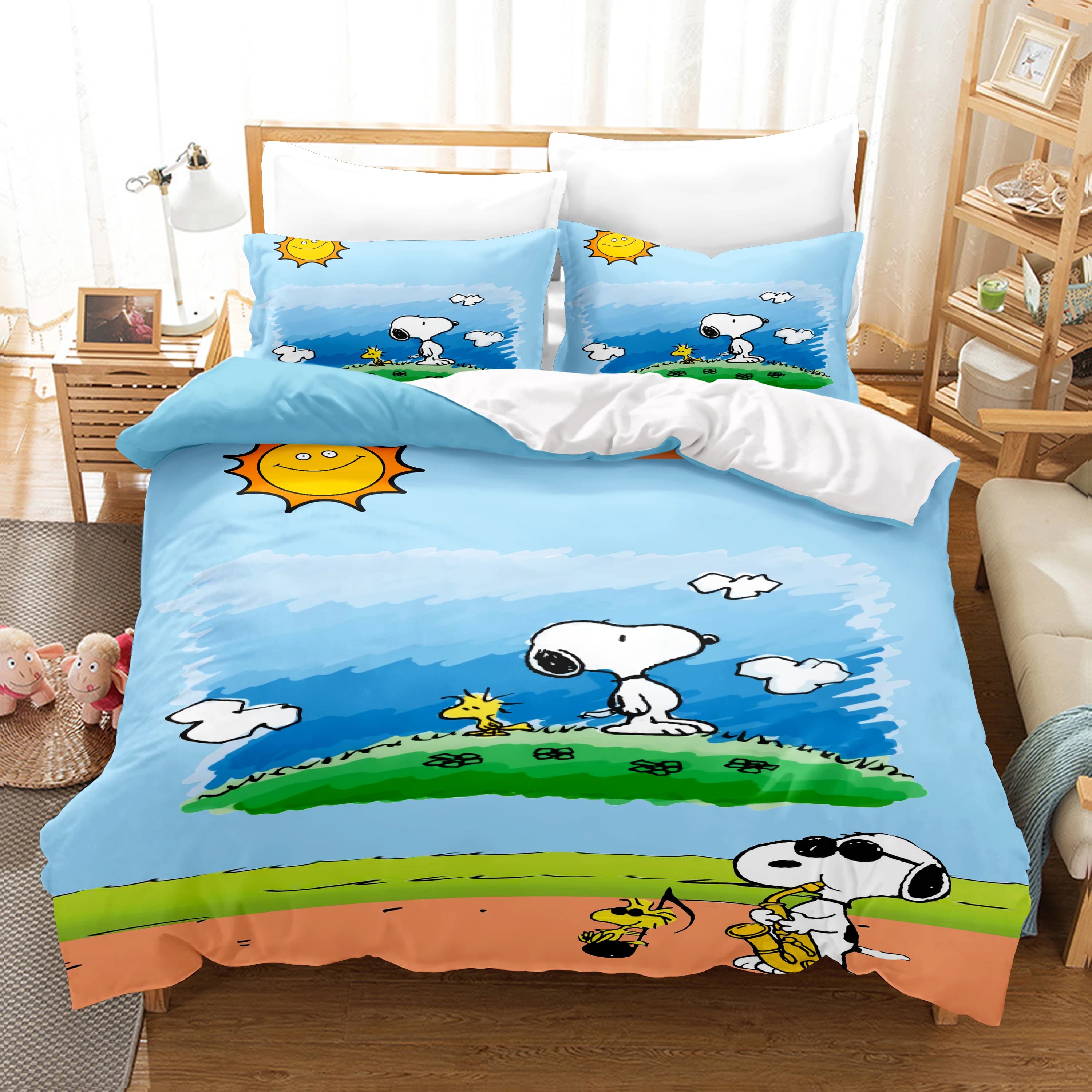 Snoopy Luxury Bedding Set Cute Printed Cartoon copripiumino copripiumino Set 3 pezzi 1 Twin Covers