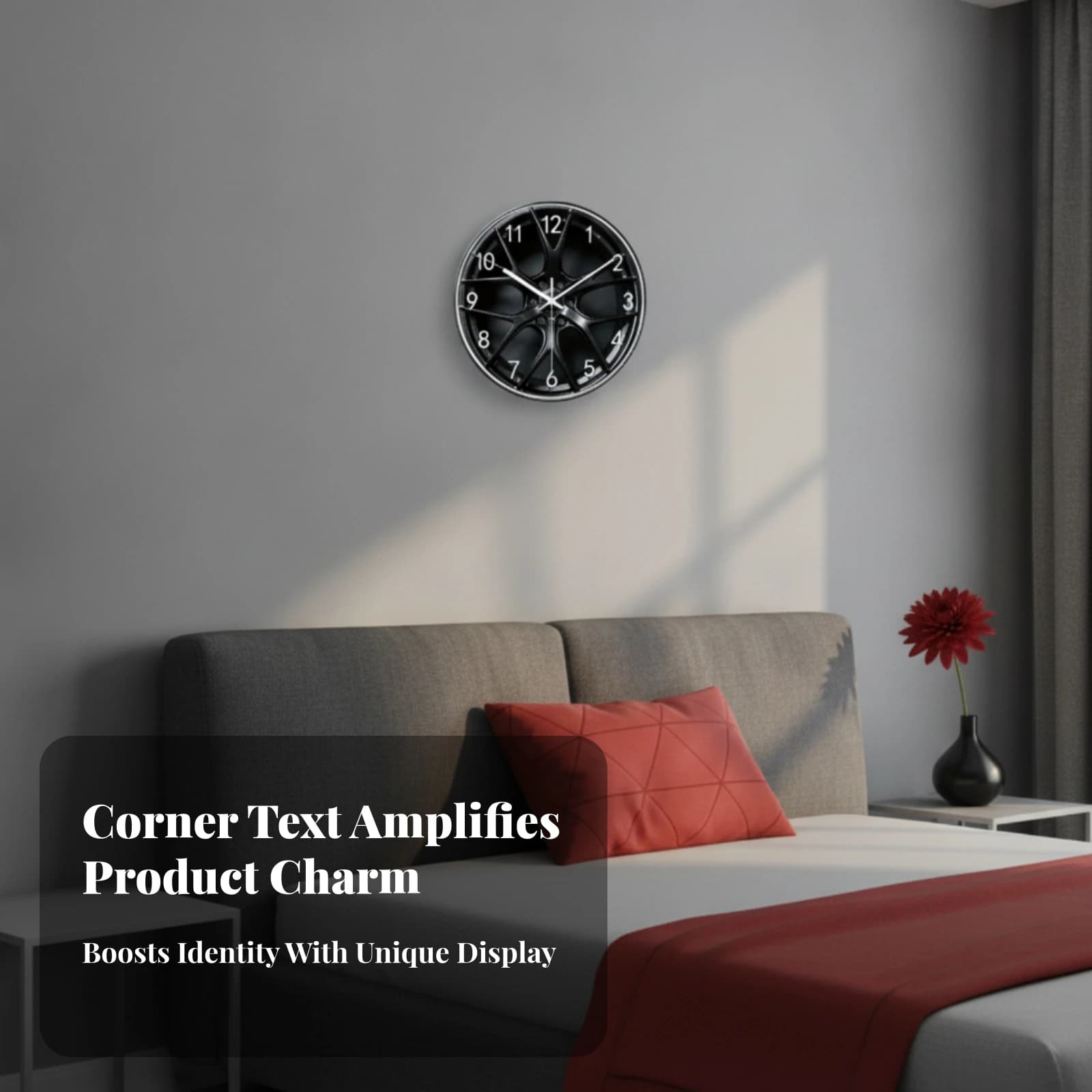 House Accent Wheel Hub Clock Black Dial Home Decor Easy to Hang Precision Quartz Movement Car Wheel Hub Clock