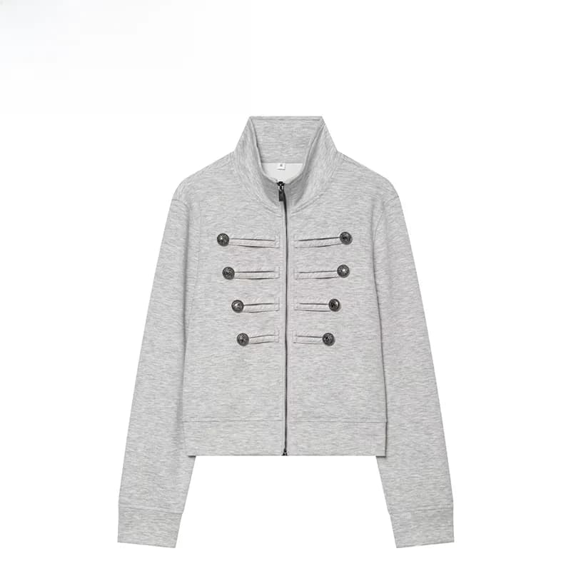 Fashionable Versatile ZR Summer New Arrival Women's Sweatshirt Jacket Stand Collar All Match Polyester Standard Fit Long Sleeve