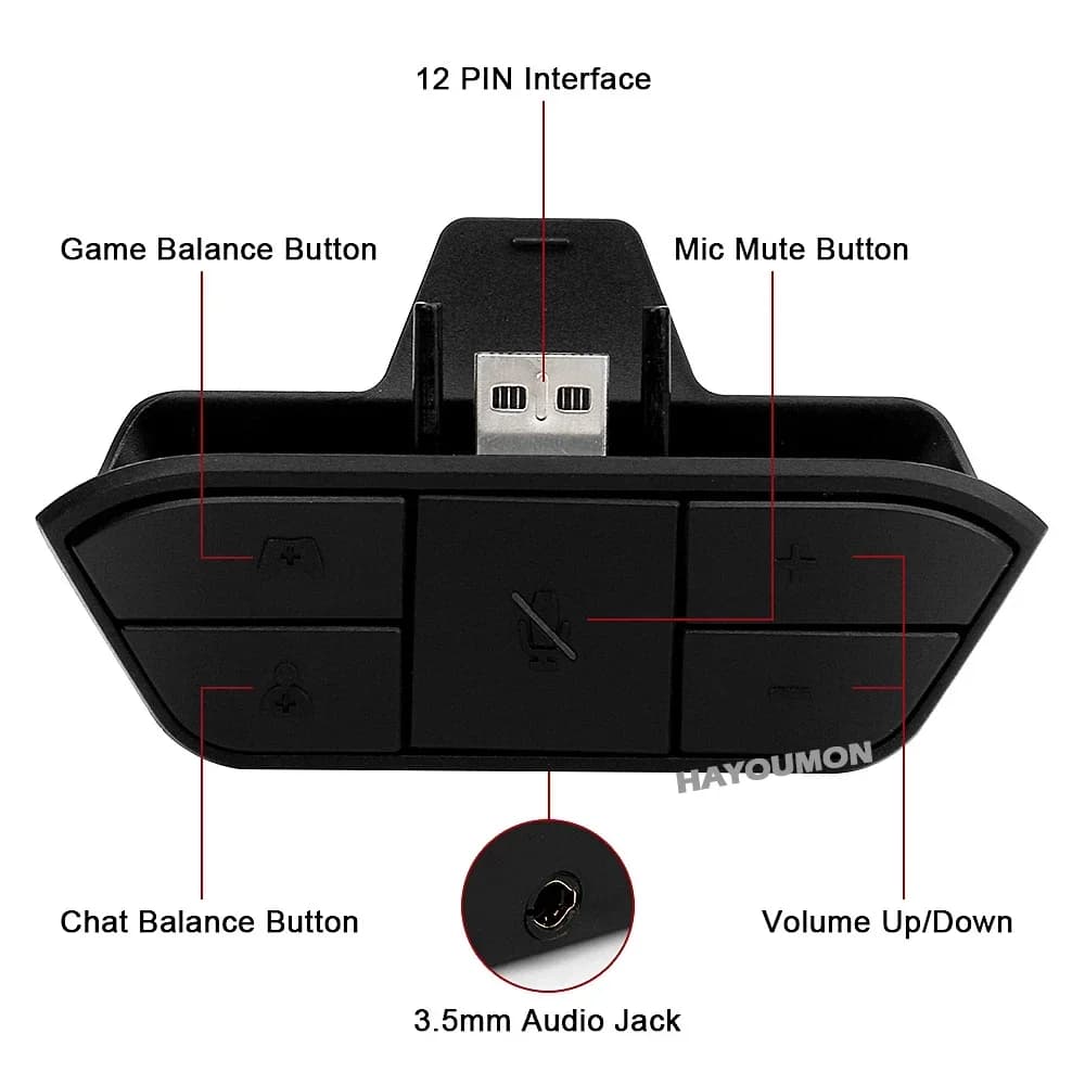 Adattatore per Cuffie Stereo Xbox ONE, Convertitore Audio con Microfono, Regolatore di Bilanciamento Audio, Accessori con Jack Audio da 3,5mm