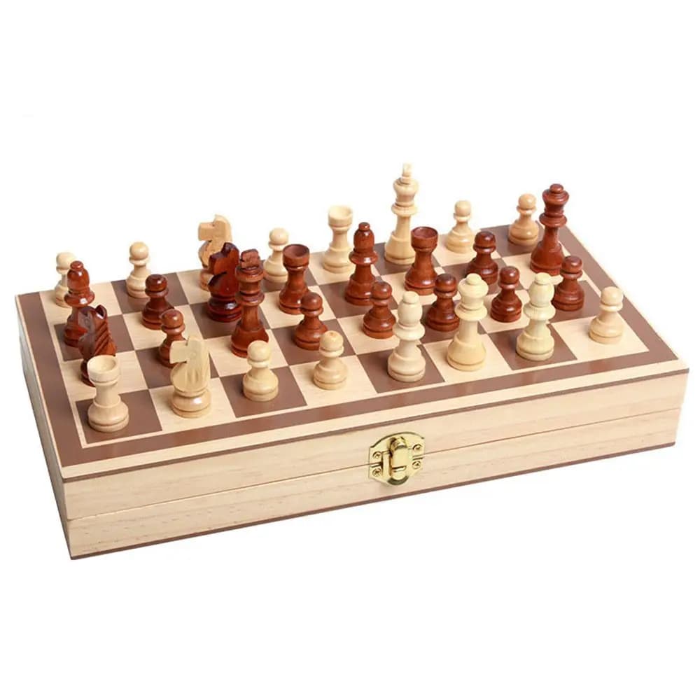 Scacchiera Magnetica Pieghevole in Legno per Adulti e Principianti, Set di Scacchi e Dama, Gioco Puzzle Portatile