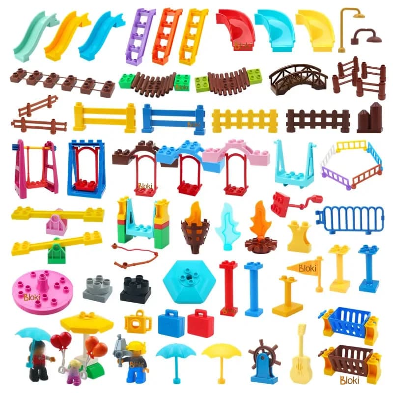 Grandi blocchi di costruzione compatibili Slide Swing Altalena Parco giochi Serie Grandi mattoni Giocattolo educativo creativo per bambini Regalo per bambini