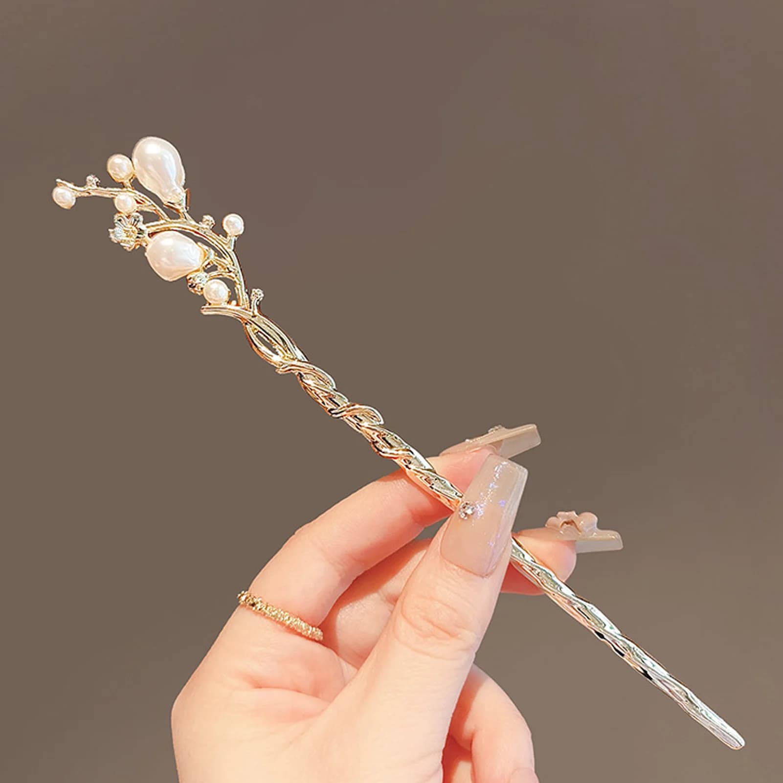 Fermagli per Capelli in Stile Cinese a Forma di Pera Artificiale per Donne e Ragazze, Accessorio Moda Hanfu, Gioiello per Capelli in Lega per Uso Quotidiano