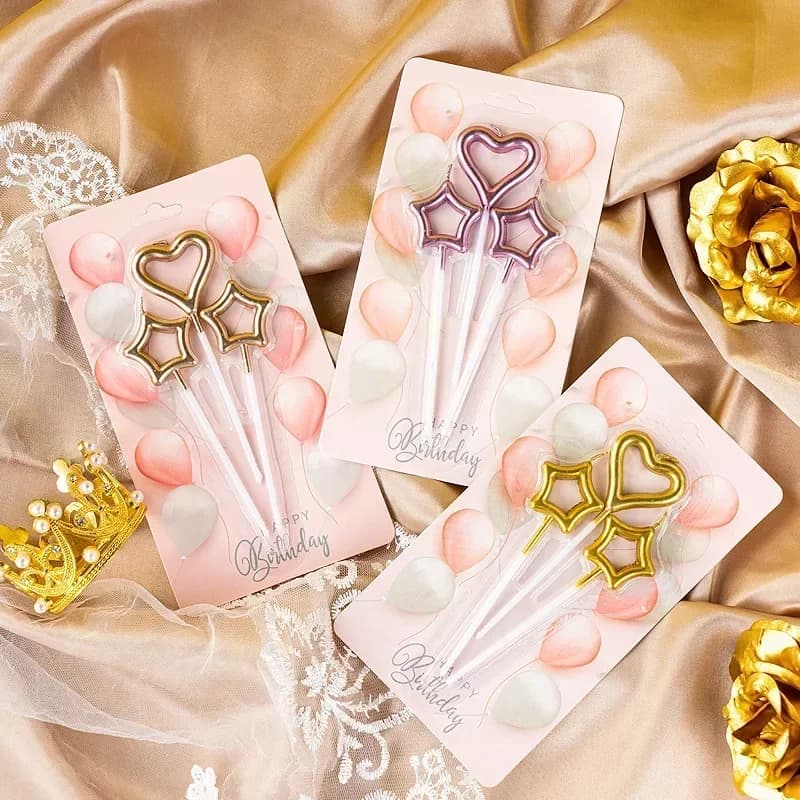 Stella a cinque punte Amore Decorazione di compleanno Candele Candele di compleanno per torta Candela Sparklers Bastoni Compleanno