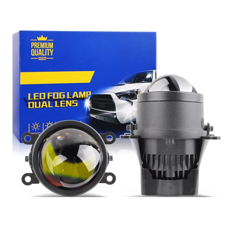 Fendinebbia per proiettore Bi LED anteriore per auto con anello Halo, fendinebbia a LED bianco giallo super luminoso a doppio raggio laser retrofit alto basso