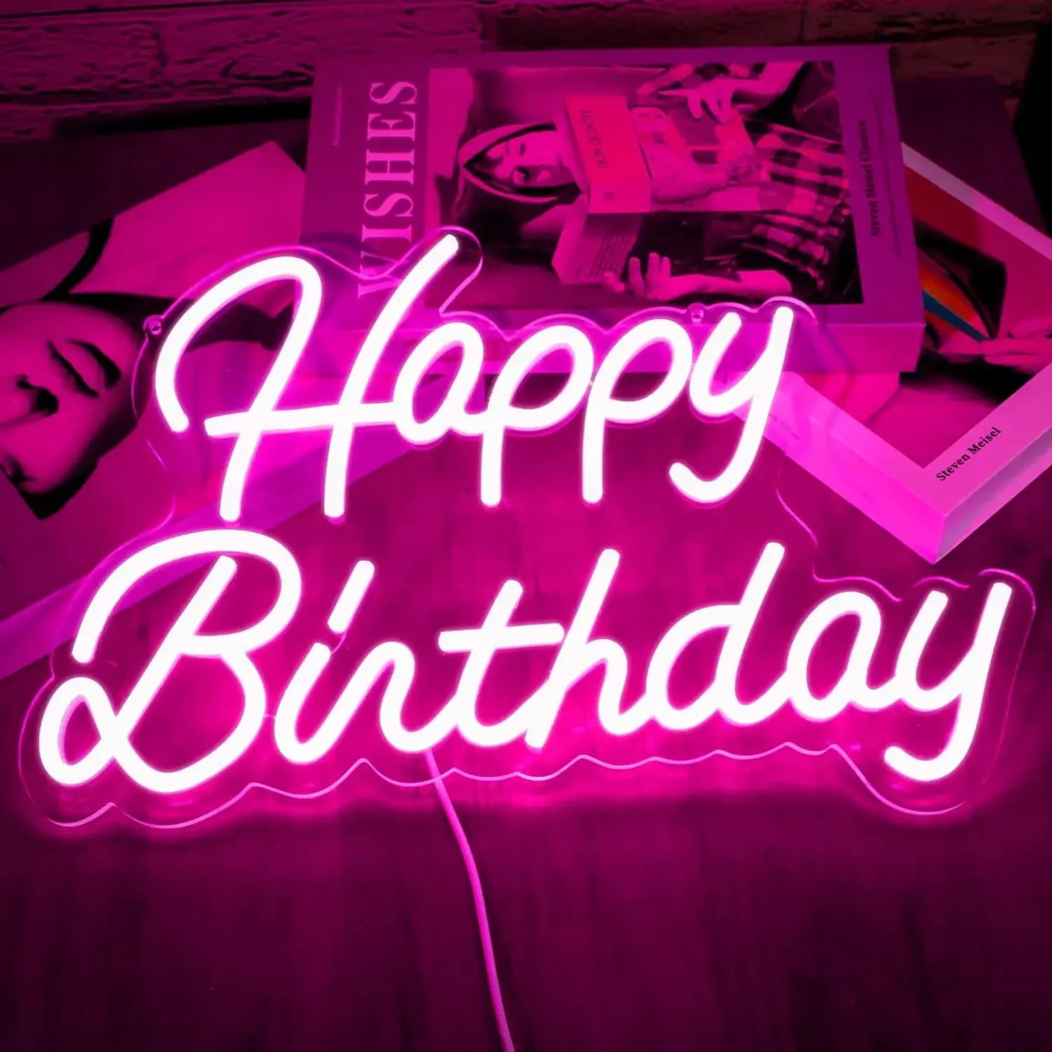 Insegna al Neon 'Buon Compleanno' con Luce LED Dimmerabile per Feste di Compleanno, Soggiorno, Eventi, Camera da Letto, Lampada Decorativa