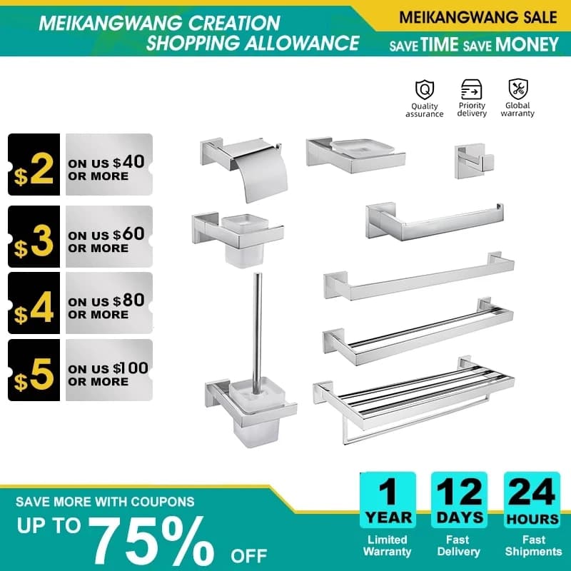 Chrome 304 in acciaio inox porta carta igienica gancio da parete portasciugamani Rack cucina Organizer bagno WC accessori Set