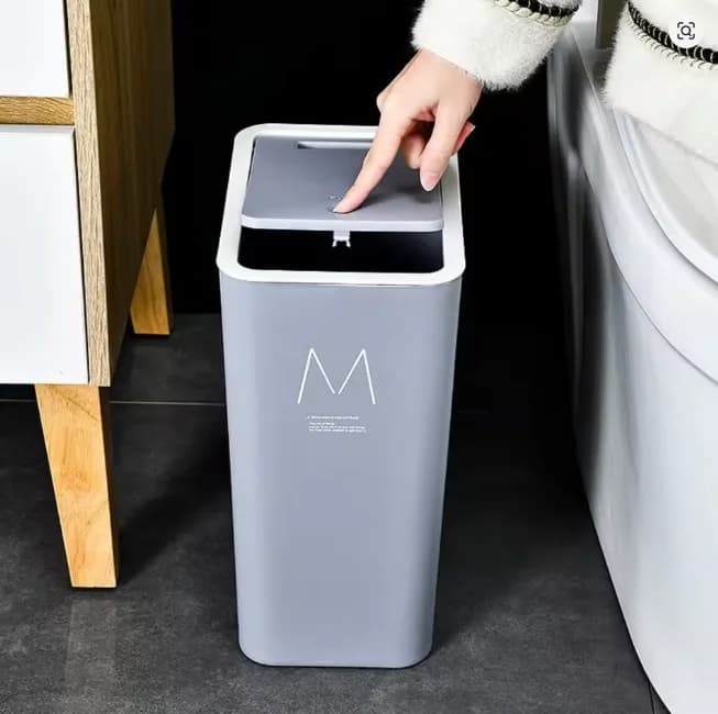 10/15L Bathroom Kitchen Trash Can with Lid Press-type Waste Bins Living Room Toilet Nordic Rectangular Garbage Bin Wastebaskets