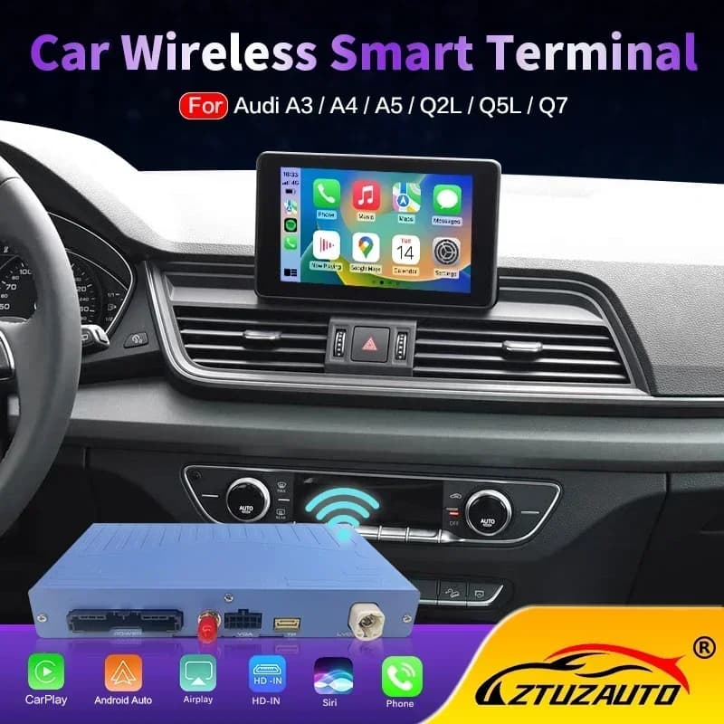 Adattatore Wireless CarPlay Android Auto per Audi A3 A4 A5 Q5 Q7 MIB1 MIB2 2014-2018, Interfaccia Retrofit Smart Box con Supporto Mirrorlink