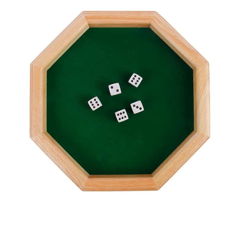 Gioco da tavolo ottagonale in legno con 5 dadi, perfetto per la notte di giochi in famiglia, giochi per riunioni di amici