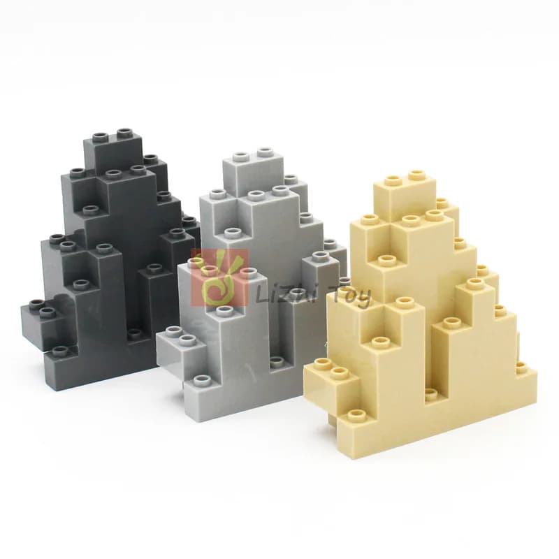 2 pz-10 pz MOC Mattoni 6083 Pannello di Roccia 3x8x7 Triangolare FAI DA TE Building Blocks Militare Compatibile con Castello Giardino Montagna giocattoli