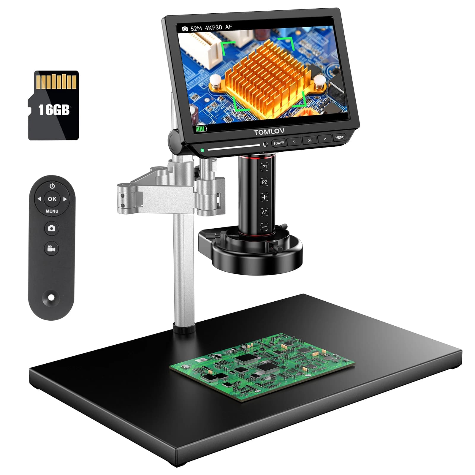 TOMLOV Autofocus Microscope 4K 10.1' HDMI Digital Microscopes TM4K-AF Max Soldering Microscopio LED Light for Electronic Repair