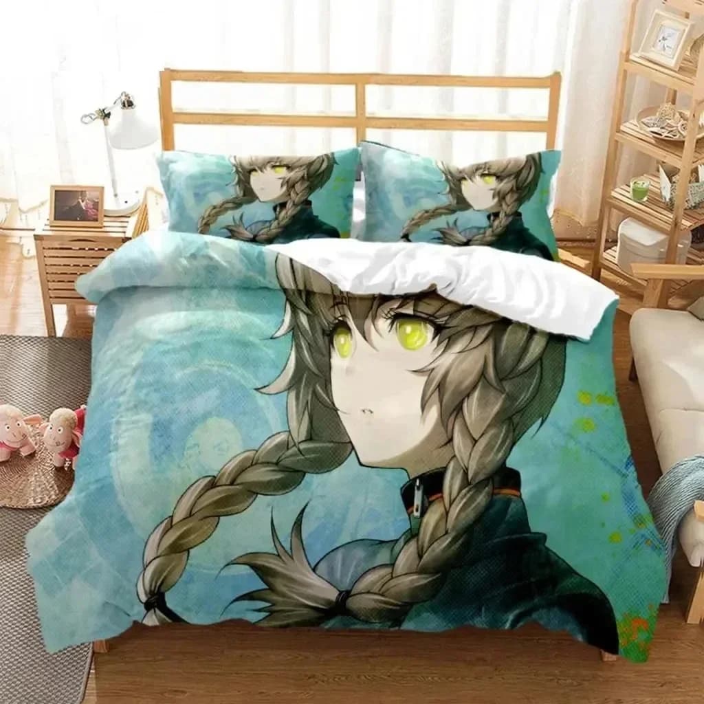 Set biancheria da letto con stampa 3D Anime Steins Gate Kurisu Makise Set biancheria da letto singolo doppio matrimoniale Queen King Cal King Size