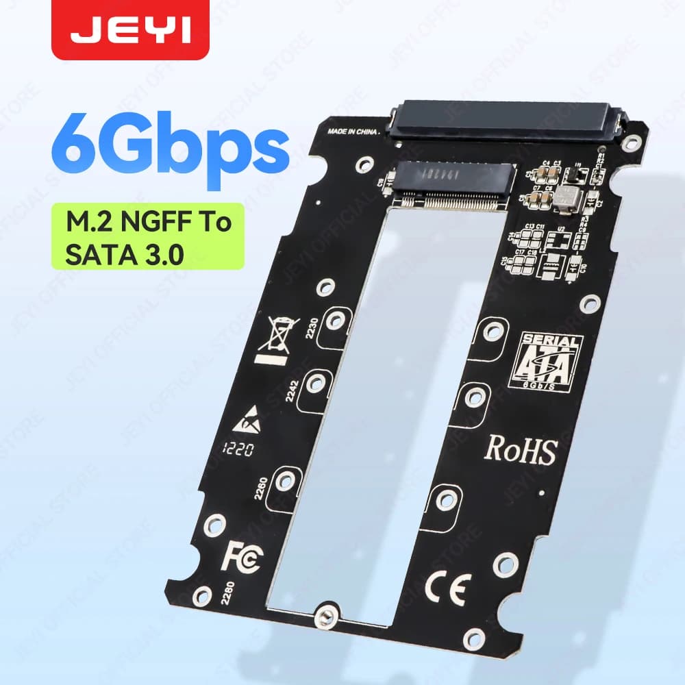 Adattatore JEYI M.2 NGFF a SATA 3.0 da 2,5", scheda di espansione M.2 SATA SSD a SATA III da 6 Gbps, supporto per disco rigido 2230 2242 2260 2280