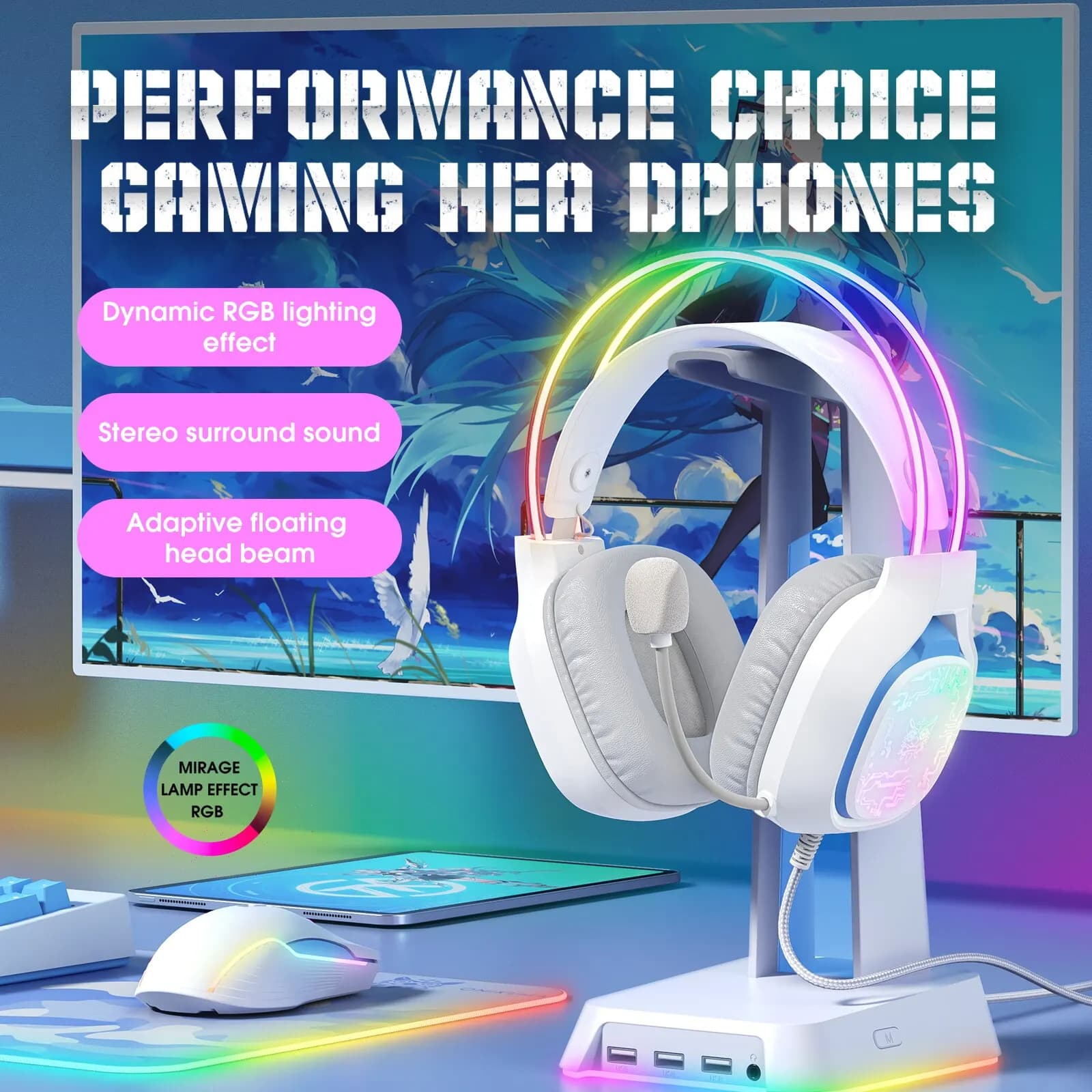 Cuffie da gioco ONIKUMA X22 con luce dinamica RGB cuffie cablate professionali microfono con riduzione del rumore auricolari Stereo