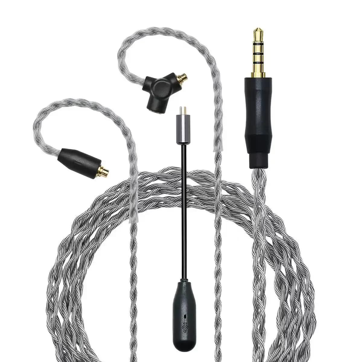 PVC Silver Plated Graphene Audio Cable Boom Microphone Gaming Earphone Upgrade Cord 3.5mm Replacement Wire for 2pin MMCX Headset