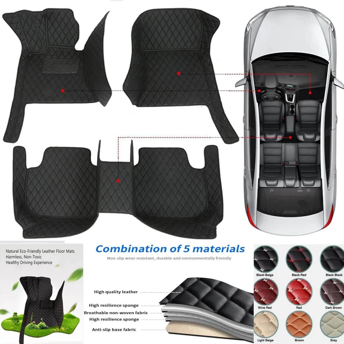 Tappetini per auto personalizzati impermeabili in pelle PU 3D per FTYPE F-TYPE 2012-2023 anni Tappeti per auto Accessori Fodere per pavimenti