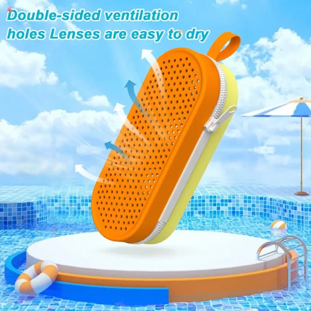 Silicone swimwear Storage box Exhaust hole Two-sided myopia glasses bag with waterproof zipper Nuotatori