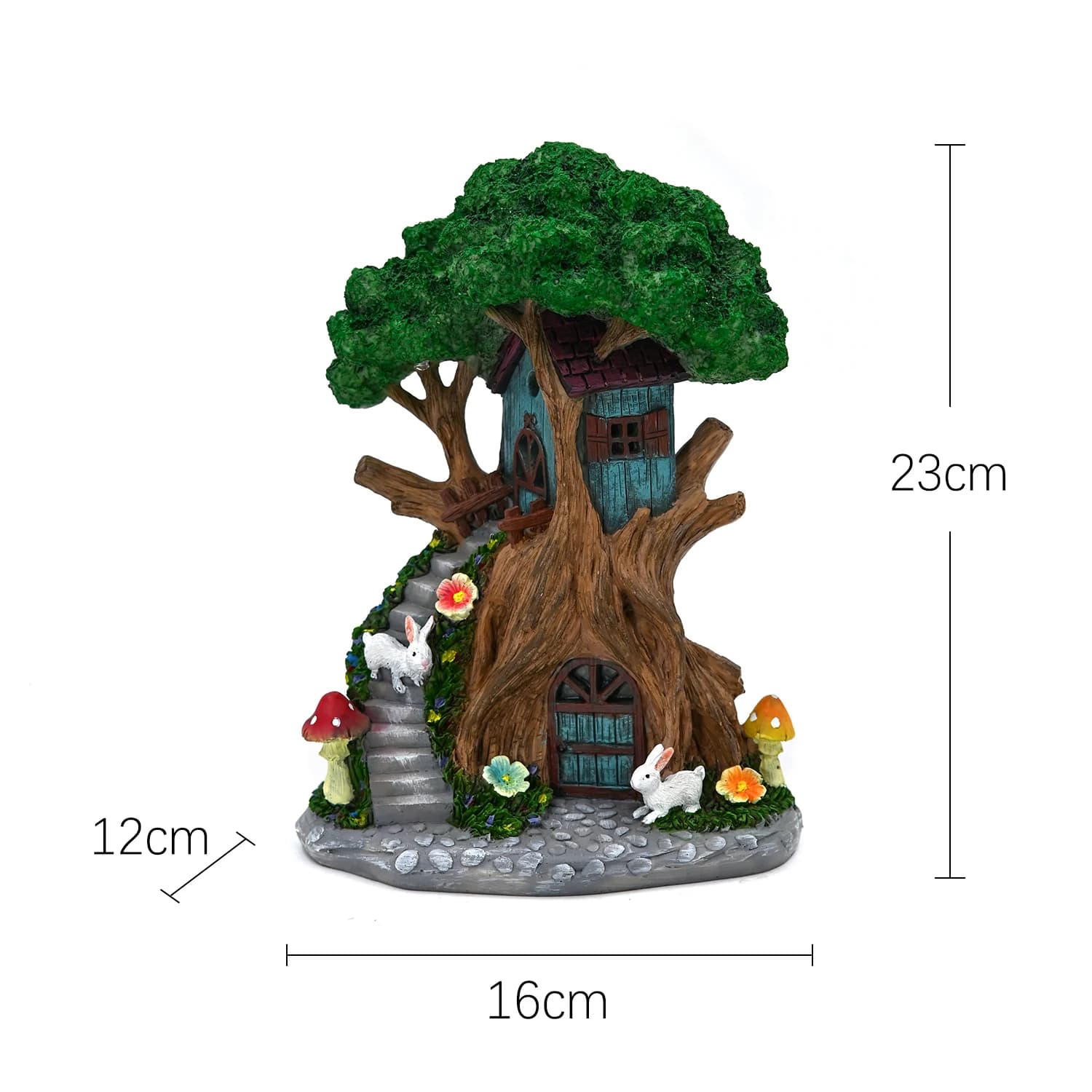Statua Solare a Forma di Casa sull'Albero con Luci LED per Decorazione Giardino, Patio, Prato, Elemento Decorativo per Giardino delle Fate