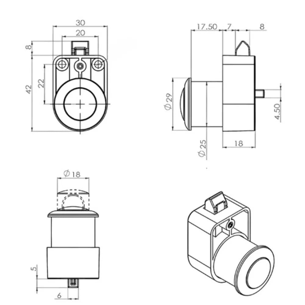 Push Latch Cabinet Lock Zinc Alloy No Key Drawer Concealed Latch For RV Yacht Furniture Door Hardware