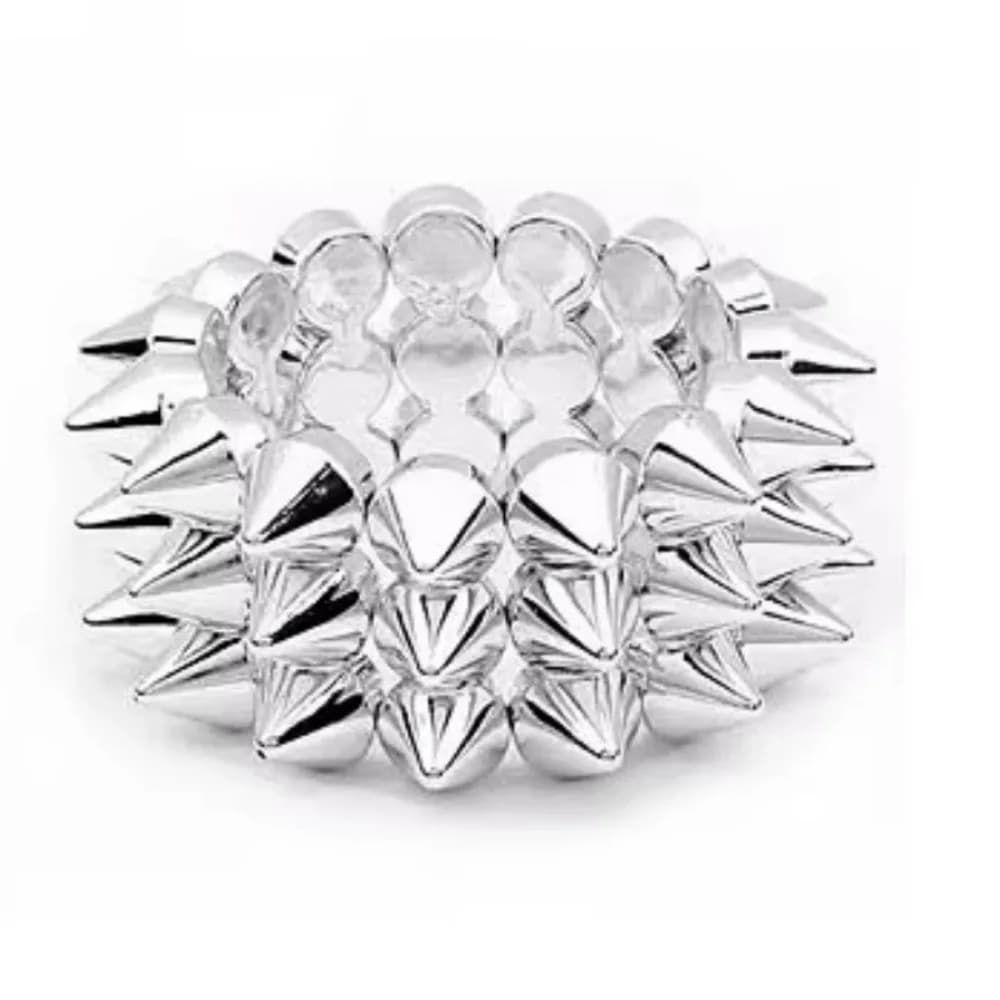 Three-row Punk Style Bracelets Metallic Texture Y2K Jewelry Rivet Cone Bracelets Exaggerated Elastic Goth Rock Bangle Hip-hop