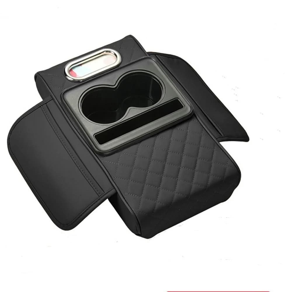 Automatic Central Console Arm Bearing with 2 Glasses PU Leather Arm Bearing Portable Car Height Bearing Amrest