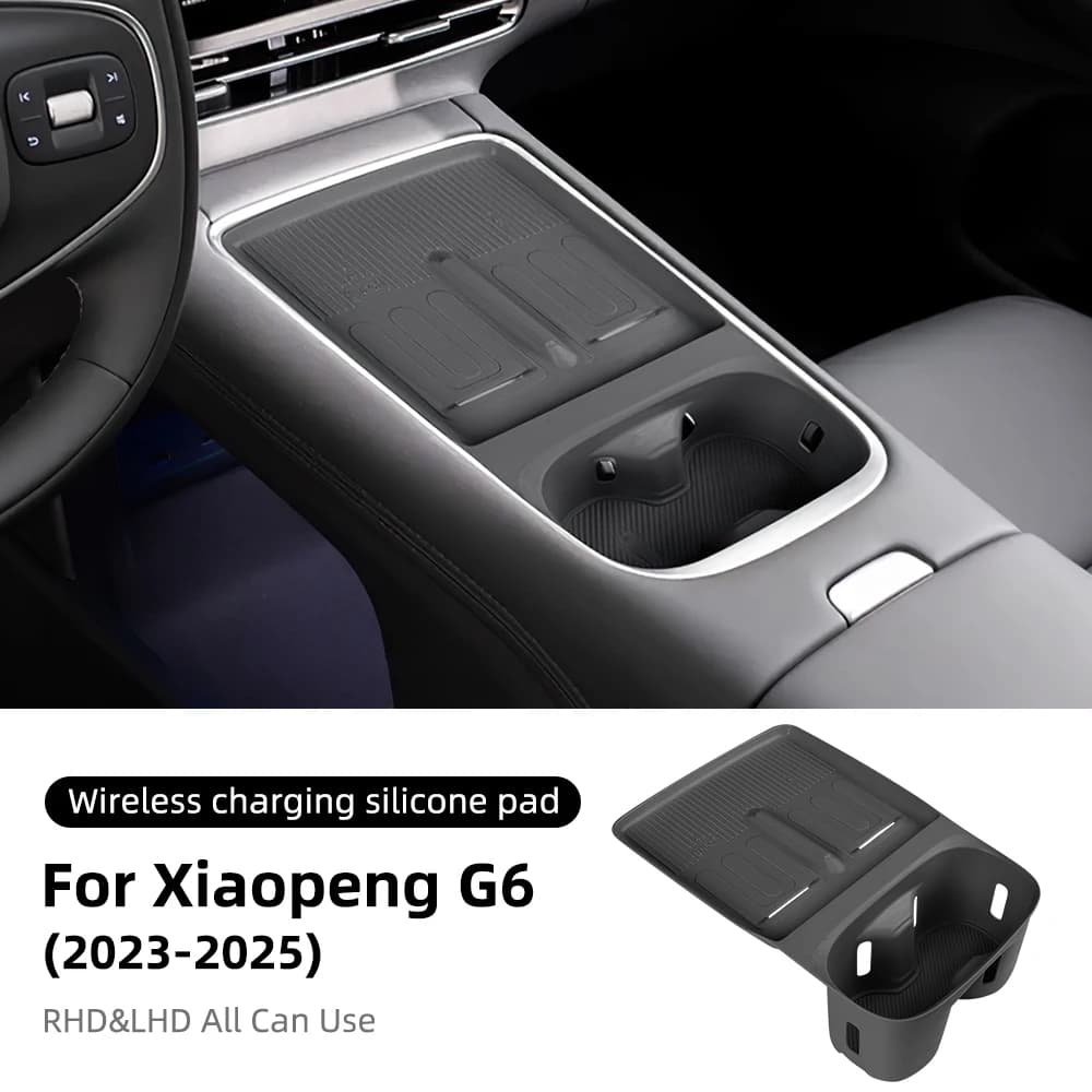Supporto per console centrale rimovibile per Xpeng G6 2023 2024 2025, antiscivolo, impermeabile, in silicone, per ricarica wireless, accessori