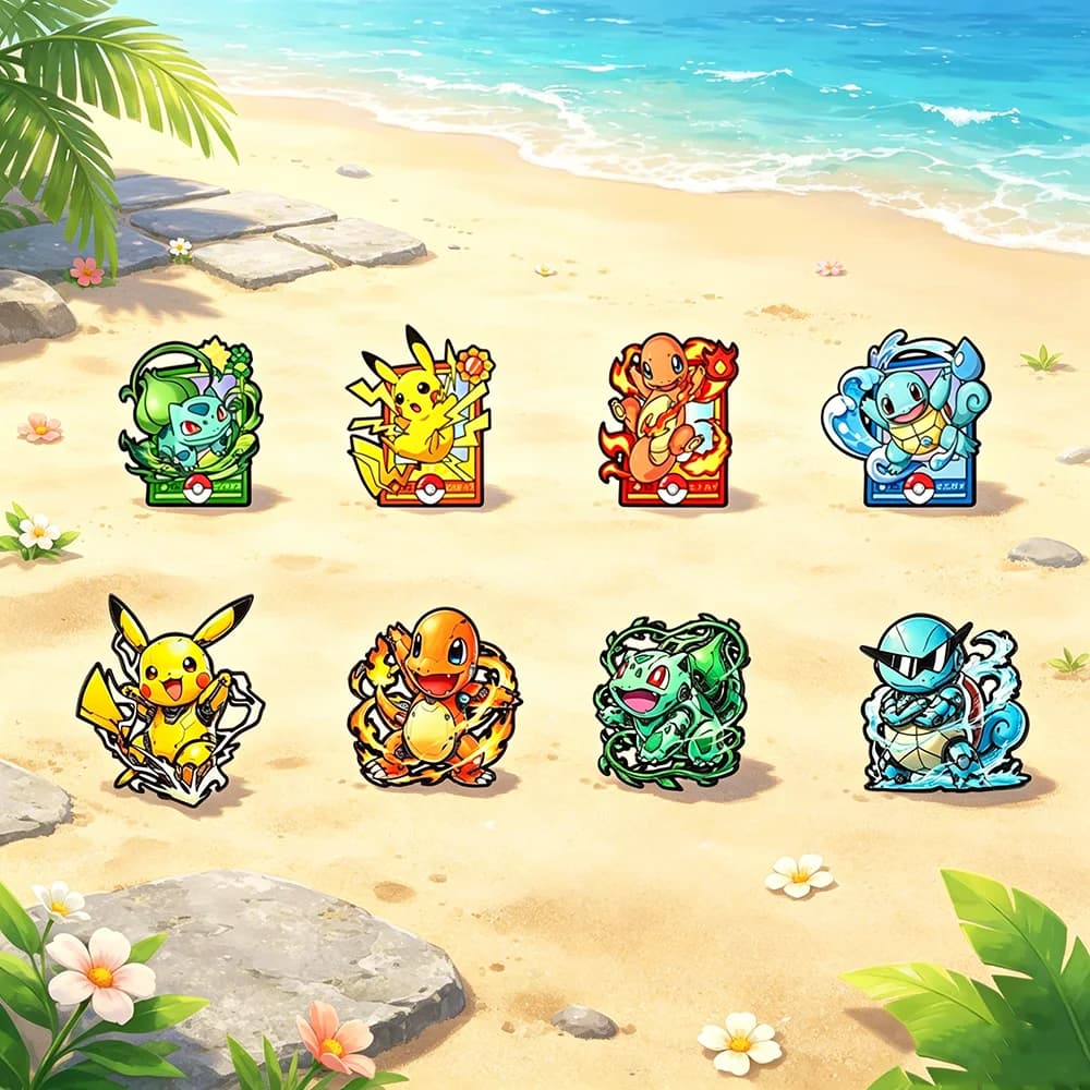 4/8pcs Pokemon Fantasy Monster Themed Hard Enameled Brooch Pin Set Collectible Fashion Accessory for Bag And Clothing Decoration