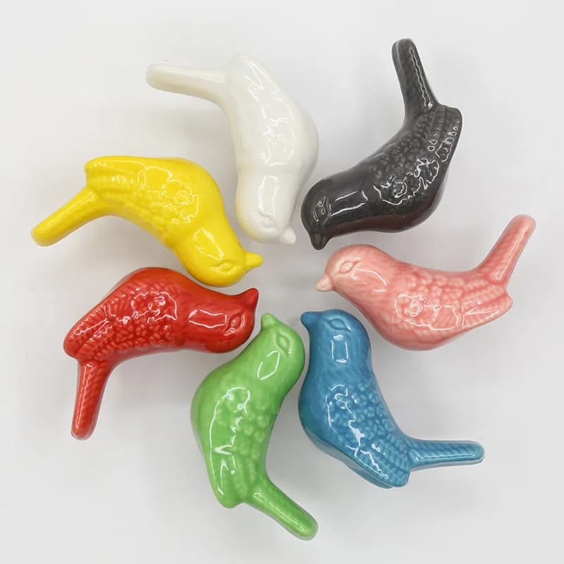 Maniglia per porta dell'armadio in ceramica dopamina in lega di zinco, cassetto dell'armadio, uccello, maniglia a foro singolo, maniglie per tappo di bottiglia
