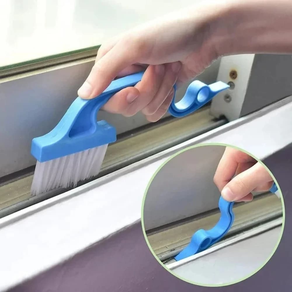 Spazzola multiuso per la pulizia degli spazi vuoti delle finestre 2 in 1 e pala piatta Strumento per la pulizia della casa per la cucina Bagno WC Spazzola scanalata