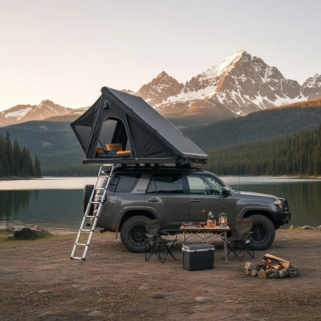 Tenda da Tetto per Auto in Lega di Alluminio 2025, Versione Aggiornata Quattro Stagioni, Ventilata e Impermeabile, con Lucernario per Campeggio Familiare