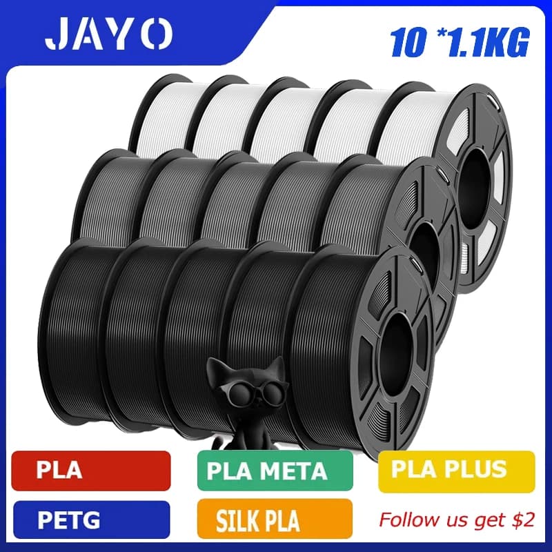 High speed JAYO PLA Plus PETG, APLA opaque PETG, 10 rolls, 1,75 mm, without bubbles, smooth, different optional colors for 3D printing
