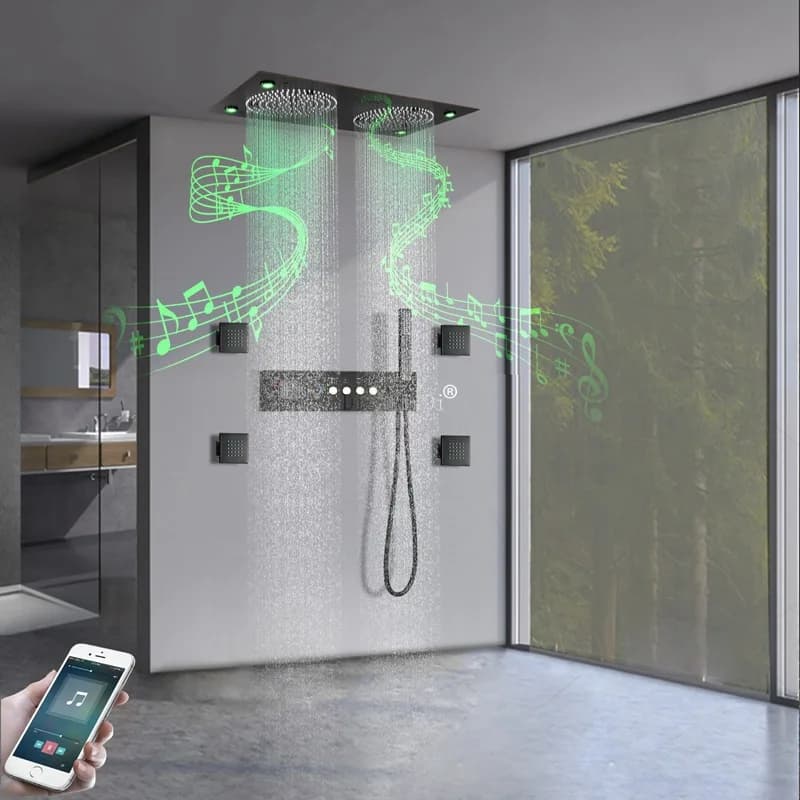 Built-in 620 * 320MM built-in LED shower head set thermostatic shower head for bathroom with musical upper spray