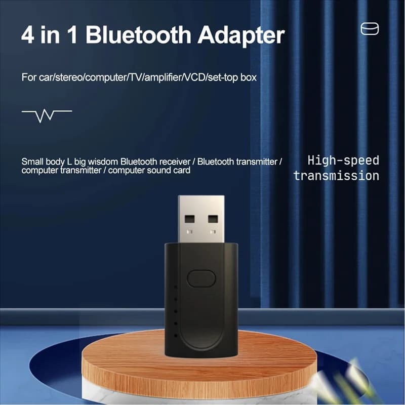 APPLIA-4-In-1 Adattatore USB Bluetooth 5.1 Ricevitore audio wireless Trasmettitore Scheda audio esterna USB Adattatore per altoparlante per auto