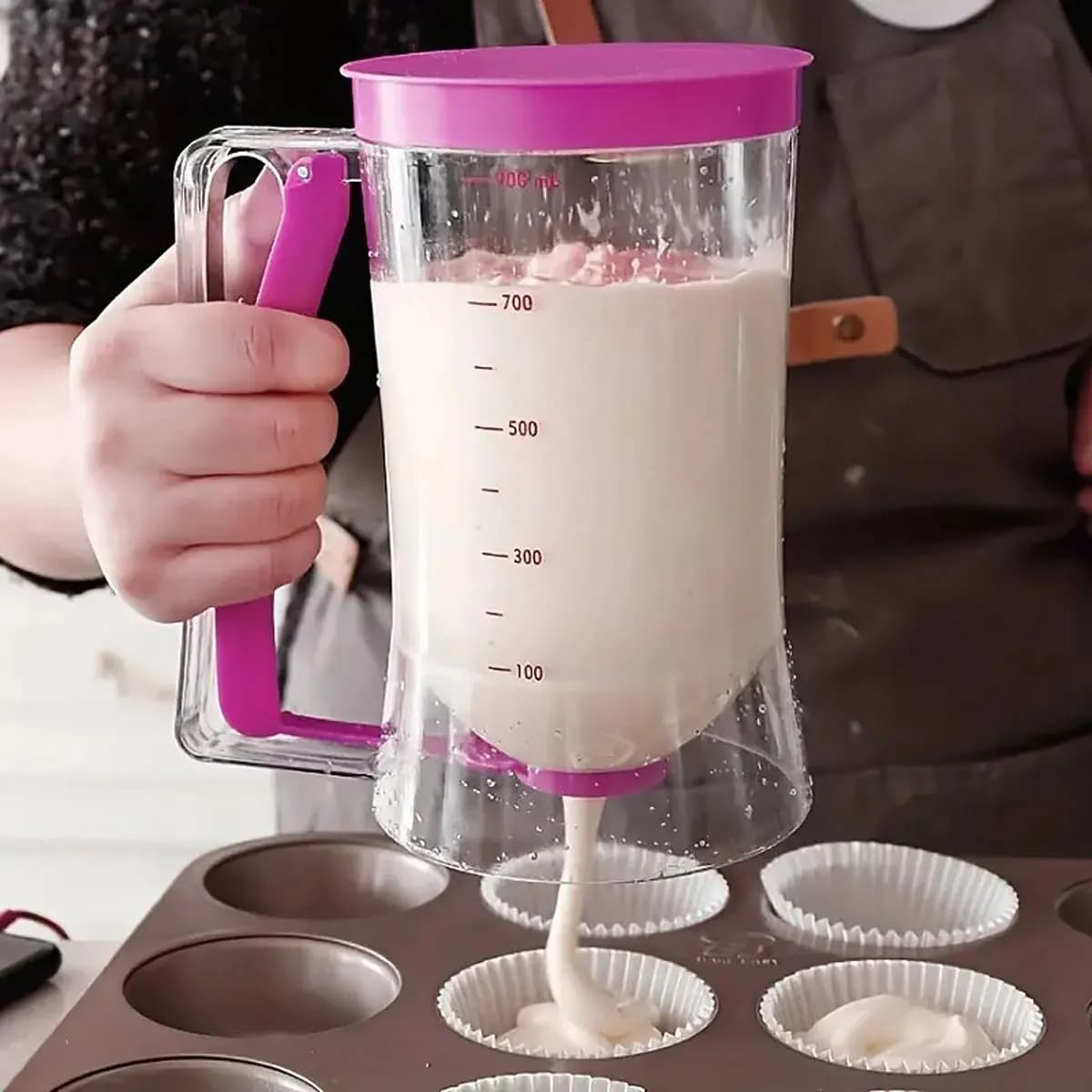 Versione aggiornata 1 pz 900 ml dispenser per pastella portatile graduato imbuto pasticceria impasto dispensador per pancake cupcakes torta