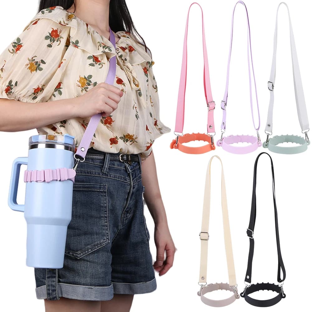 Maniglia per bottiglia d'acqua Custodia porta bottiglia d'acqua con tracolla regolabile per accessori per tazze Stanley da 30 once/40 once
