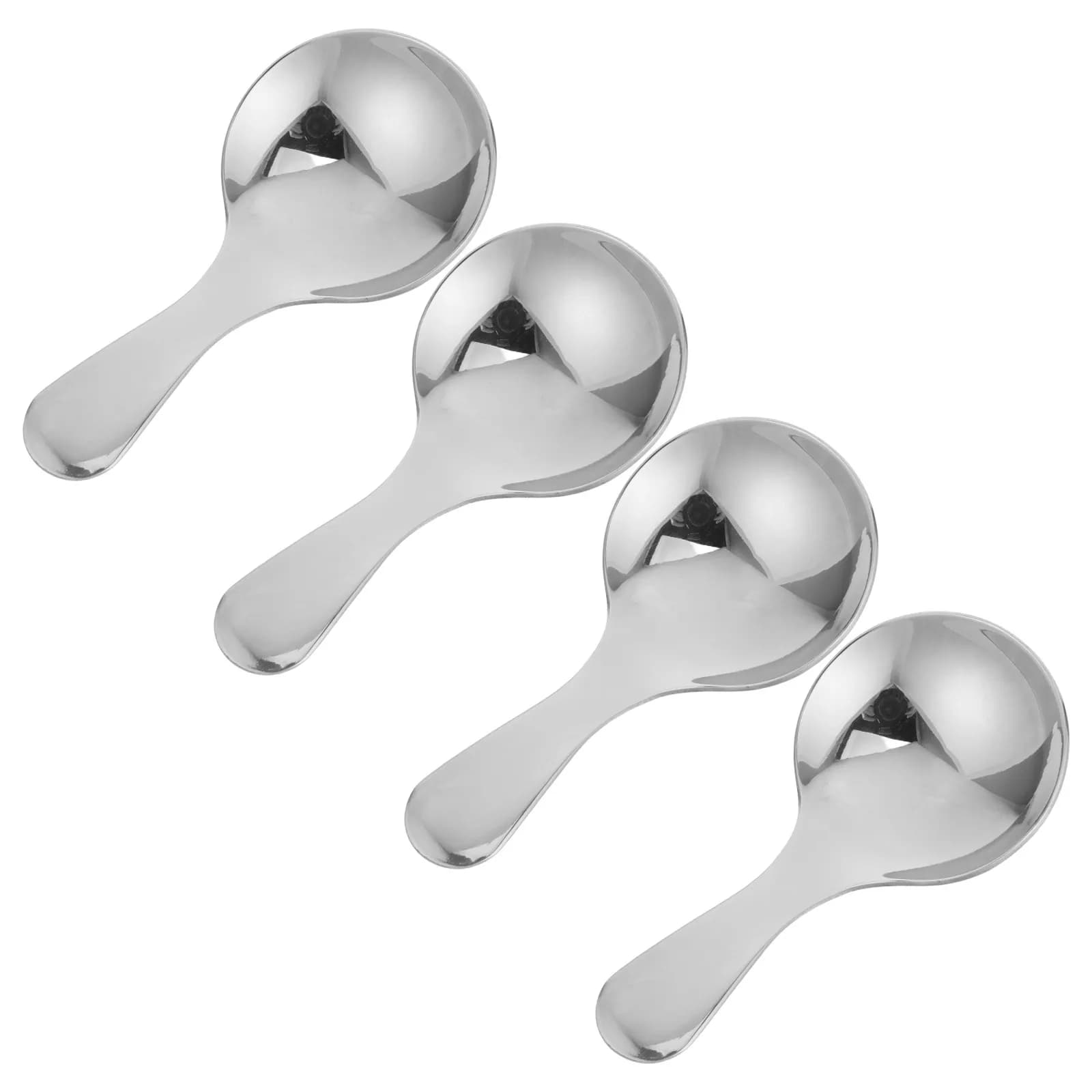 4Pcs Stainless Steel Mini Spoon Set Short Handle Ergonomic Canister Spoons for Coffee Sugar Spices Condiments Kitchen Buffet