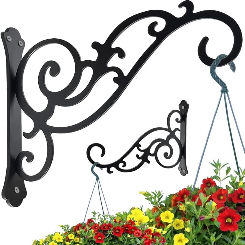 1PC Wall Mounted Bracket Iron Hook Hanger for Bird Feeder Wind Chime Lantern Flower Basket Outdoor Decor Home Accessories