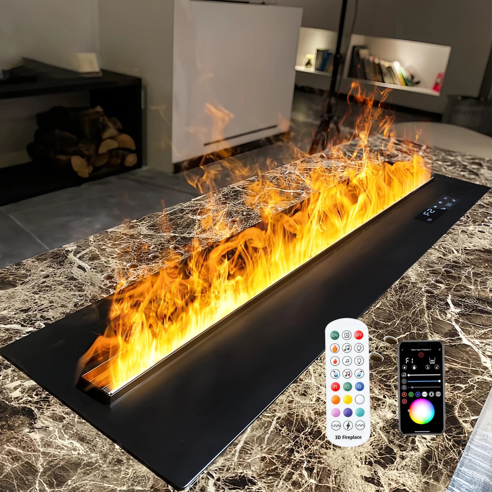 Camino elettrico Ew 3D Flame con umidificatore e nebbia d'acqua silenziosa Camino intelligente a vapore acqueo con atomizzazione da 500 mm