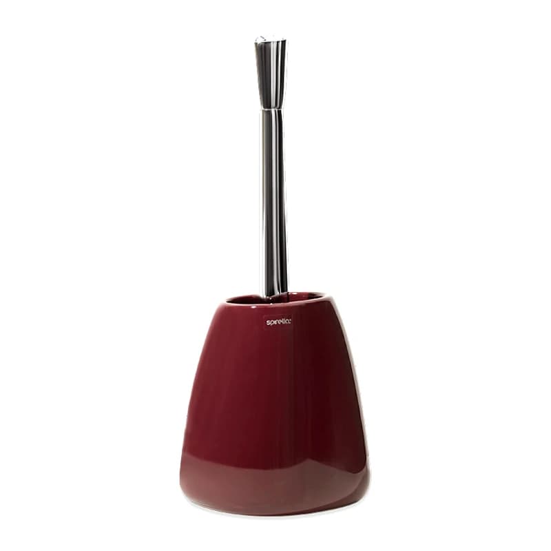 Scopino per WC in ceramica smaltata lucida per uso domestico con set porta scopino per WC con setole morbide e base