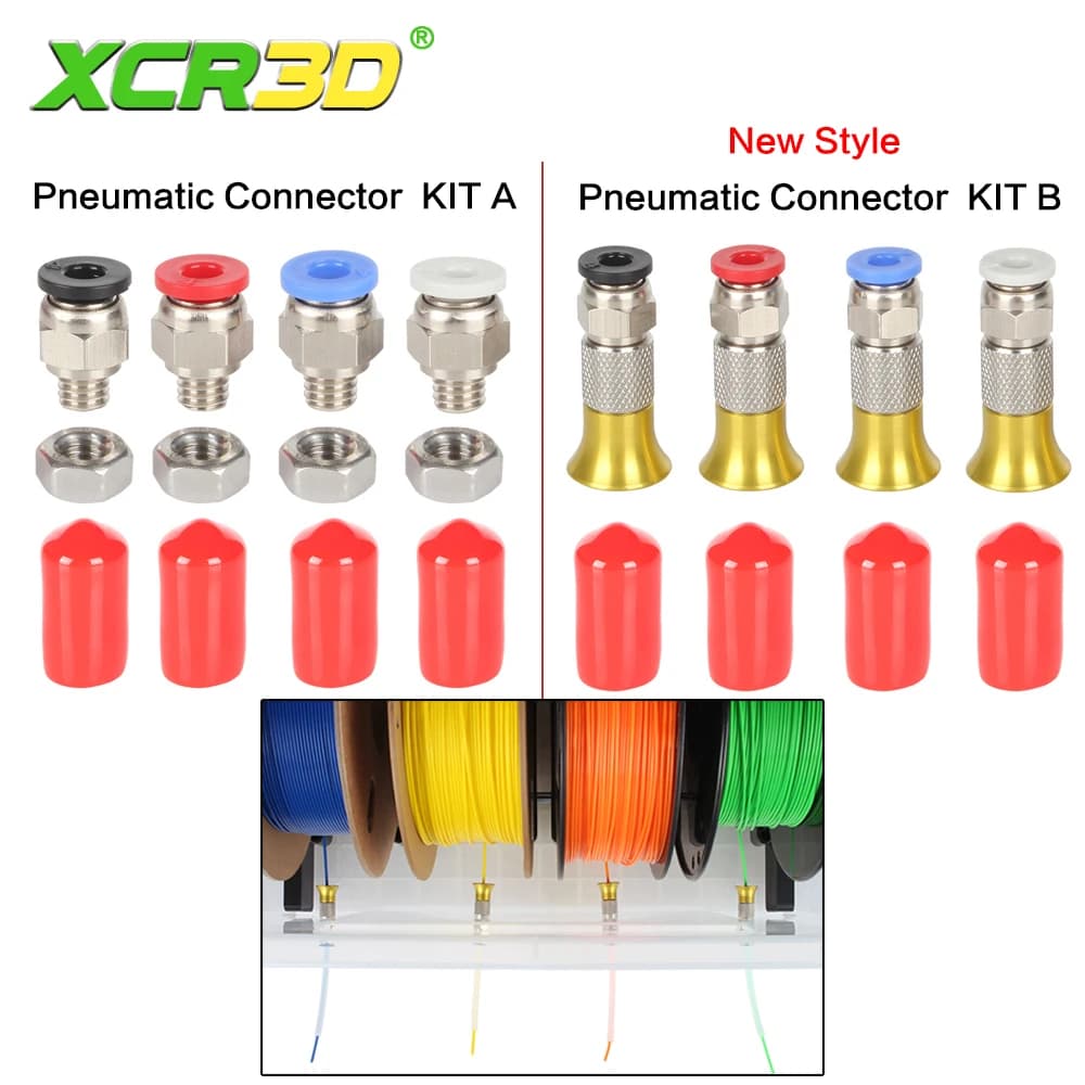 XCR 3D Printer Filament Dryer Box Pneumatic Connector with ABS 2.5x4mm PLA Filament Dado PTFE Tube 3D Printer Accessories