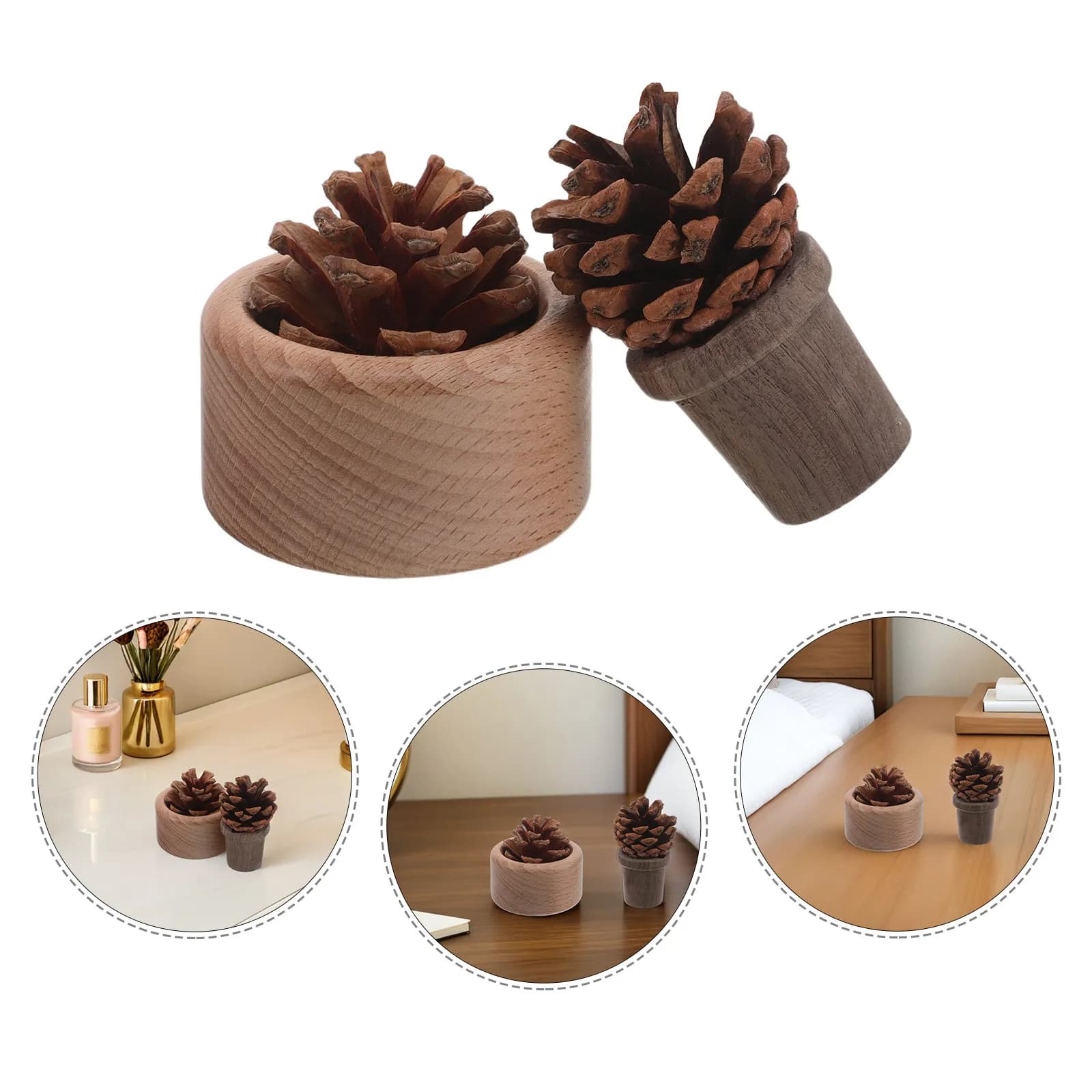 2Pcs Wood Shaped Aromatherapy Diffuser Solid Wood Grain Essential Oil Passive Diffuser for Home Office Automotive Interior Room