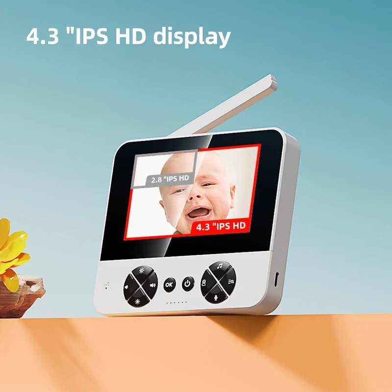 Telecamera di Sicurezza Danmini 720P con Schermo da 4,3 Pollici, Monitor Intelligente per Bambini 2.4G, Controllo PZT, Visione Notturna, Telecamera Wireless per Bambini C5
