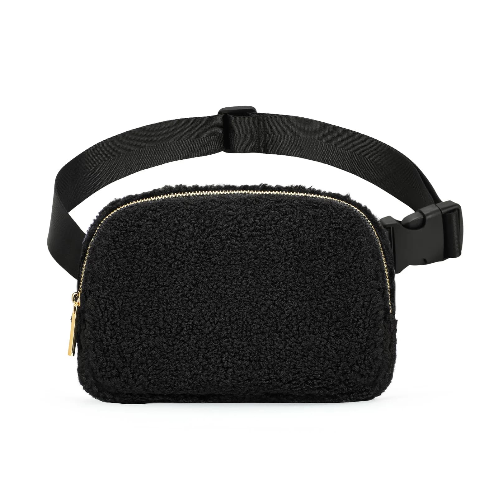 Cozy Sherpa Fleece Fanny Pack, Adjustable Wide Strap Teddy Waist Bag, Plush Crossbody Belt Bag for Walking, Running & Winter