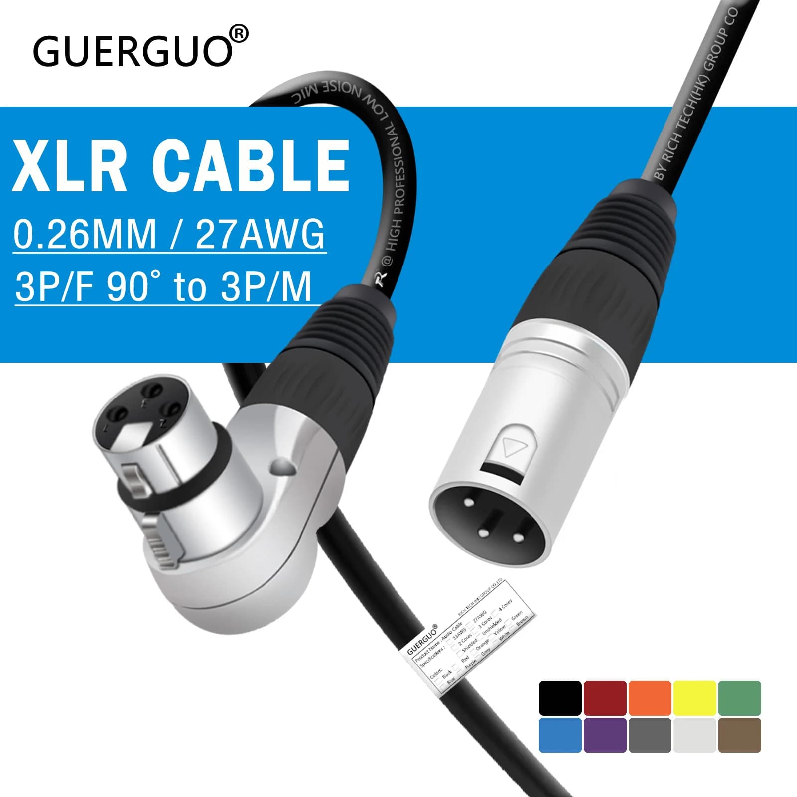 Cavo XLR dritto XLR da 3 pin maschio a 3 pin femmina ad angolo retto Cavo di prolunga M/F MIC per interfaccia mixer audio professionale con altoparlante alimentato