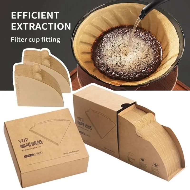 Filtri in Carta per Caffè Naturale in Polpa di Legno 02 a Cono per 2-4 Tazze Accessori per Caffettiere